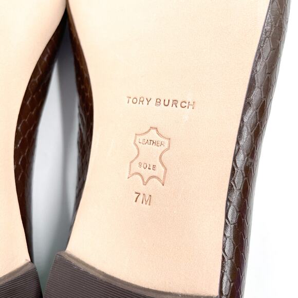 Tory Burch Georgia Ballet Flats Purple Croc Leather Logo Square Toe Sz 7 - Picture 9 of 9